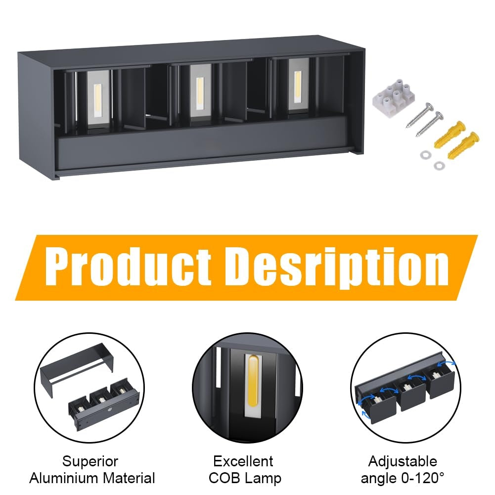 💡 KLIGHTEN zunanja LED stenska svetilka 30W – antracit, nastavljiv kot snopa, IP65, 3000K, aluminij