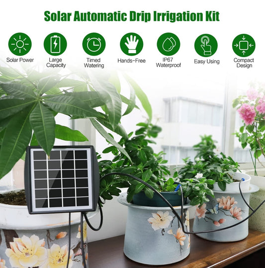 🌱 Solarni avtomatski kapljični namakalni sistem – za 10 lončnic - naklikaj.si