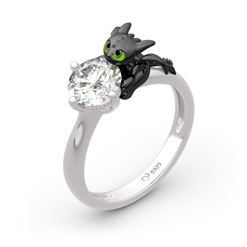 💍 JEULIA Hug Me "Your Dragon" srebrni 925 prstan s cirkonijem