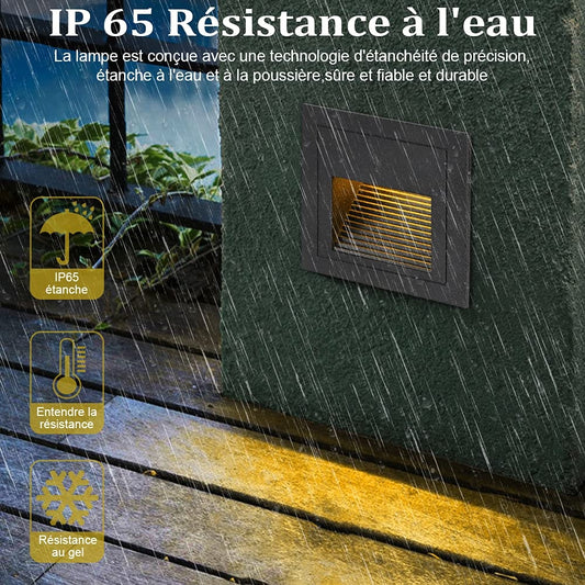 💡 4x vgradne LED stopniščne luči 3W – IP65, aluminij, antracit