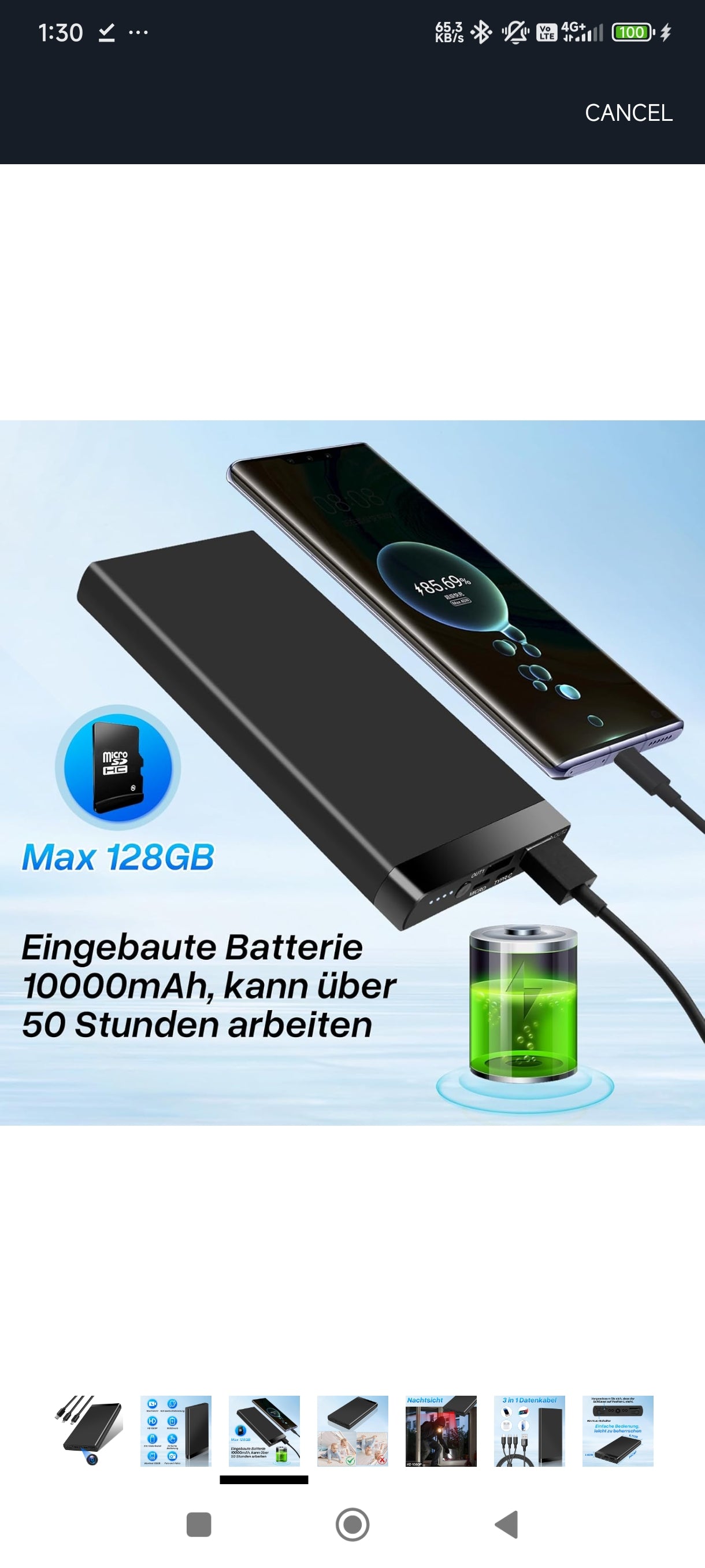 📷 Powerbank z vgrajeno skrito kamero – Full HD 1080P, nočni vid, 10000 mAh