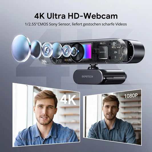 💡 DEPSTECH DW50 Pro 4K spletna kamera, 8MP, 3x zoom, Sony CMOS senzor, USB-A/USB-C, mikrofon