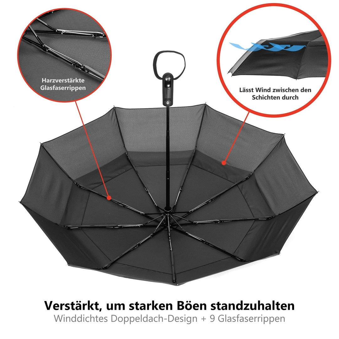 ERGONAUTS dežnik z avtomatskim odpiranjem in zapiranjem (črn)
