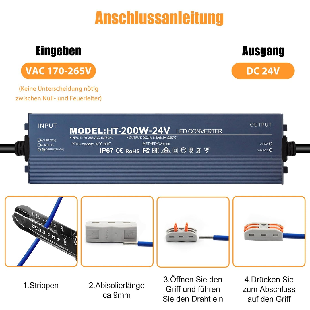 🔌 LED napajalnik 24V 200W, IP67