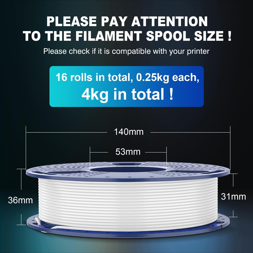 🧵 SUNLU PLA filament za 3D printer - 16x025kg – 1.75 mm, 4 kg