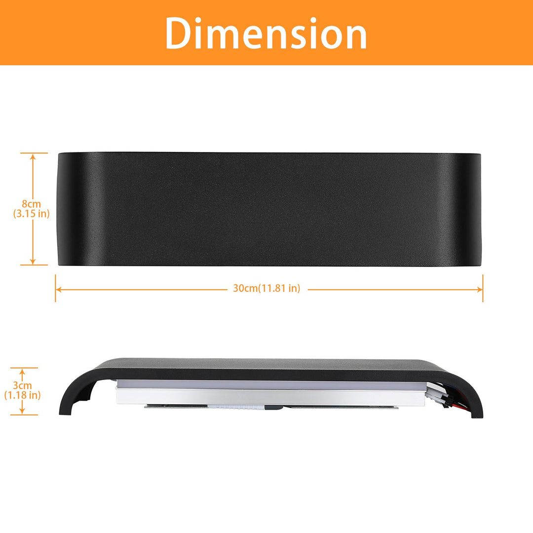 💡 LED stenska svetilka 16W, 4000K – moderna črna, 30cm