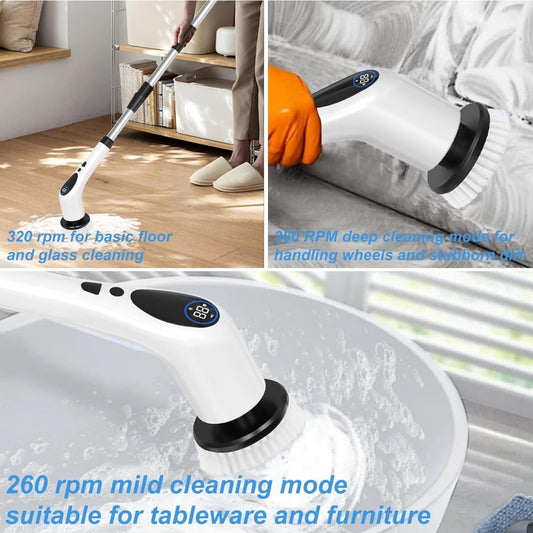 🌀 Električna brezžična čistilna krtača z 9 nastavki