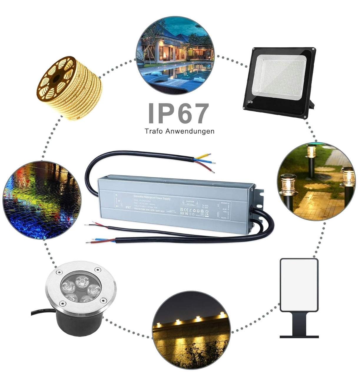 ⚡ REYLAX LED napajalnik 24V, 100W, IP67 – zatemnilni (dimmable)