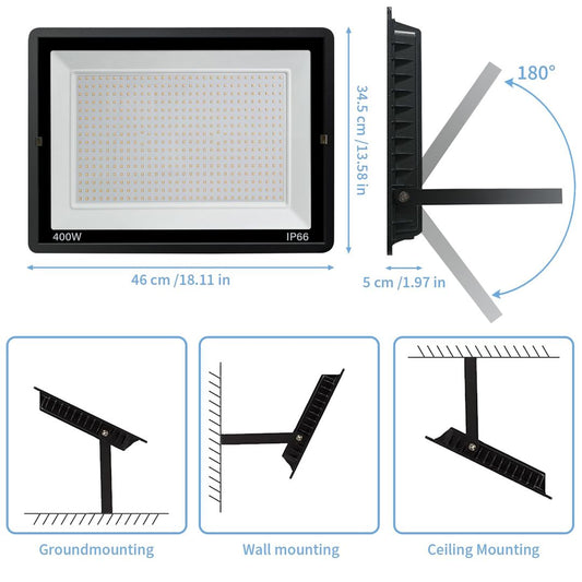 Zunanji LED reflektor Jefedana 400 W, 3000K, IP66 - naklikaj.si