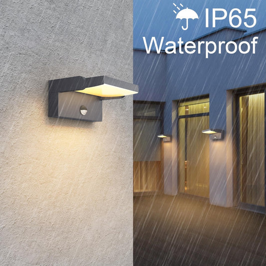 💡 Klighten 24W zunanja LED stenska svetilka z senzorjem gibanja, antracit (IP65, 3000K) - naklikaj.si