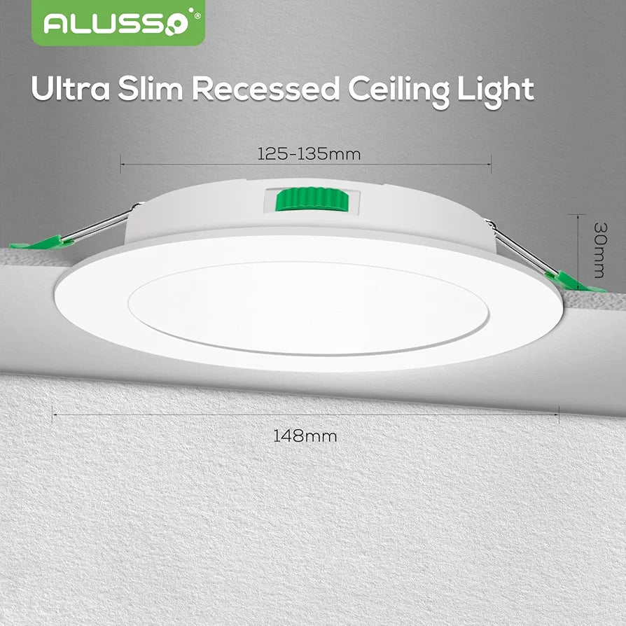 💡6x Alusso LED recessed light 10W (148mm) – white/black/nickel