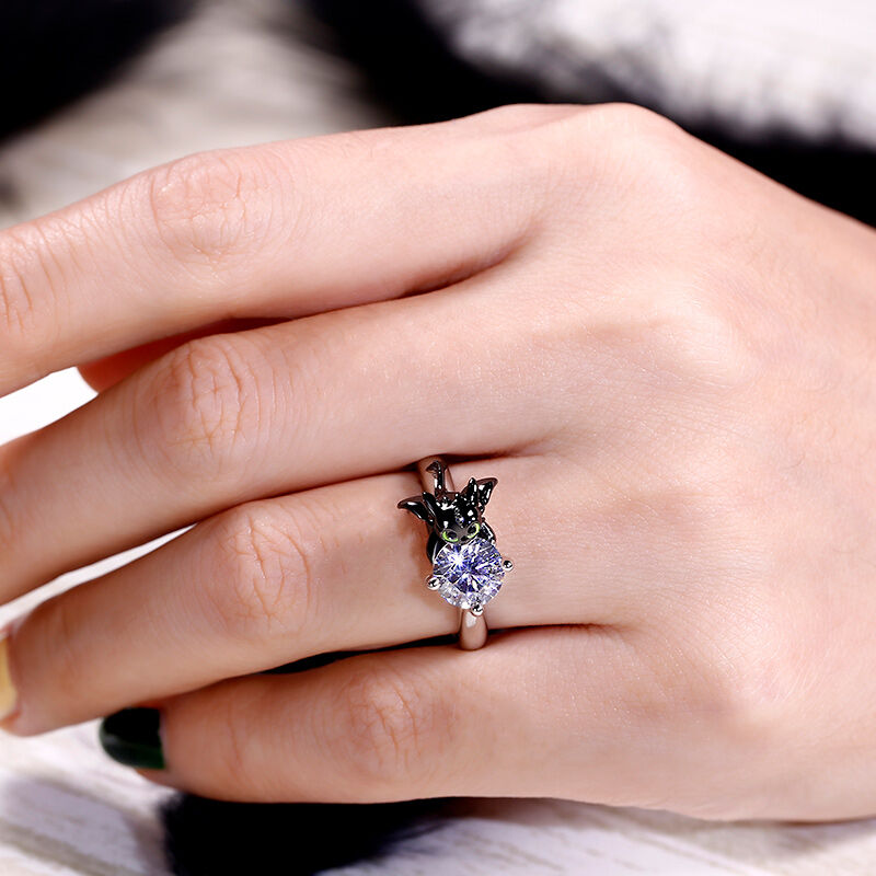 💍 JEULIA Hug Me "Your Dragon" srebrni 925 prstan s cirkonijem - naklikaj.si