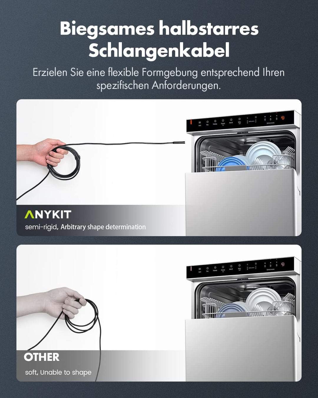 📷 Endoskopska kamera Anykit – USB-C/iPhone, 3m kabel, 8 LED, IP67 vodoodporna