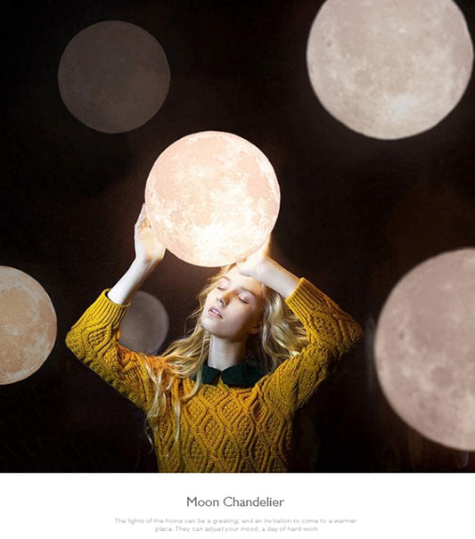 KRUHAN 3D Moon Pendant Light – viseča lampa v obliki lune (25 cm, navoj E27)