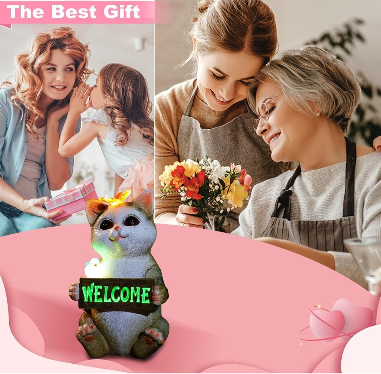 🐱 Solar LED garden decoration - "Welcome" cat
