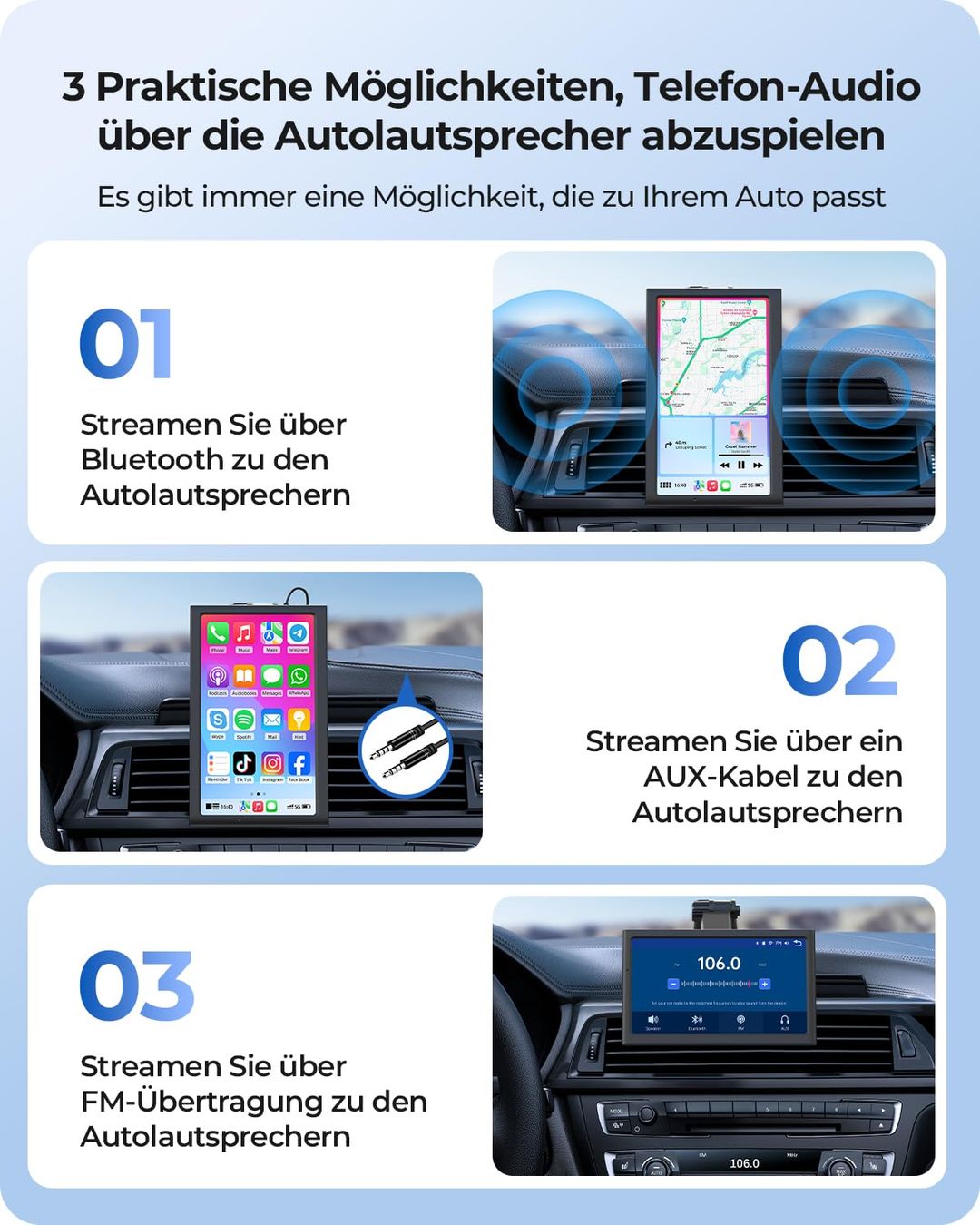 KRUNIA 7" brezžični prenosni zaslon za Apple CarPlay & Android Auto - naklikaj.si