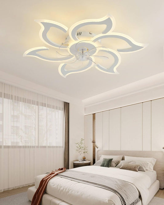 Stropni ventilator z lučjo Flower Design 80W, Wifi, daljinec - 88 cm