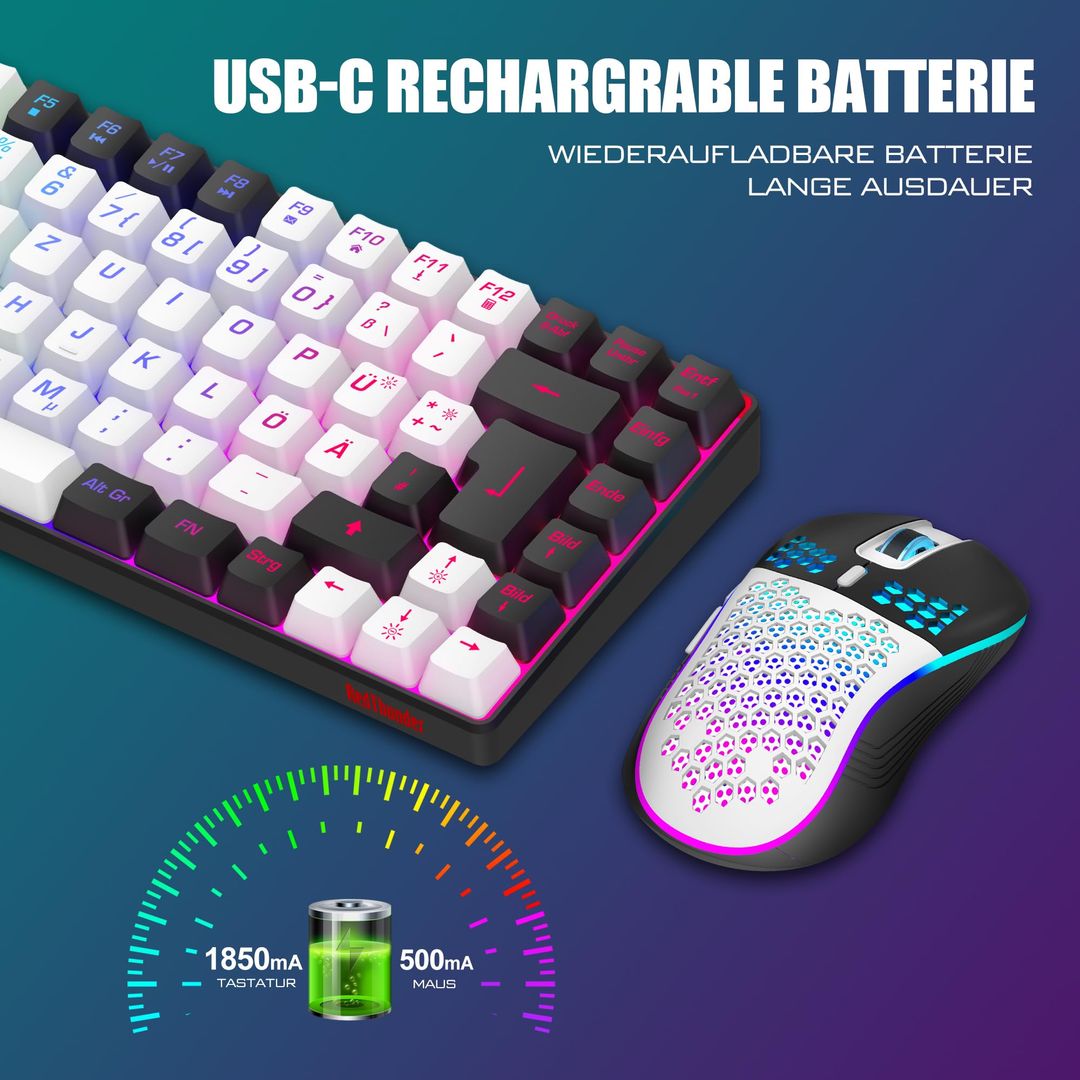 RedThunder - brezžični igralni komplet tipkovnice in miške - DE Layout - naklikaj.si