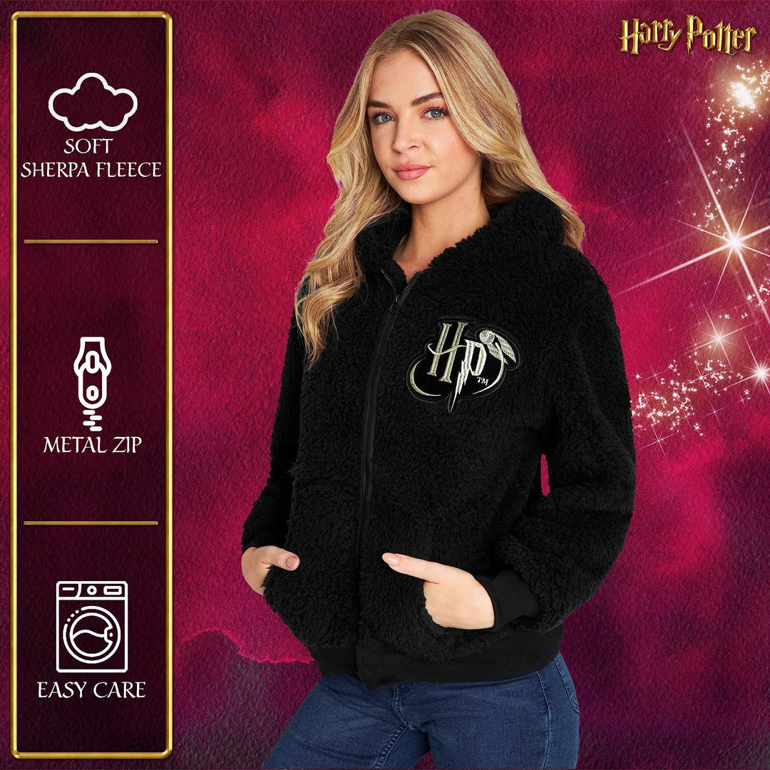 Original Harry Potter Teddy Fleece Hoodie – mehka črna jopa s kapuco (M - 15–16 let)