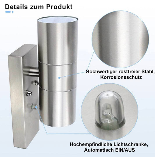 Zunanja LED stenska svetilka z vgrajenim senzorjem mraka (samodejni vklop/izklop), GU10 - naklikaj.si