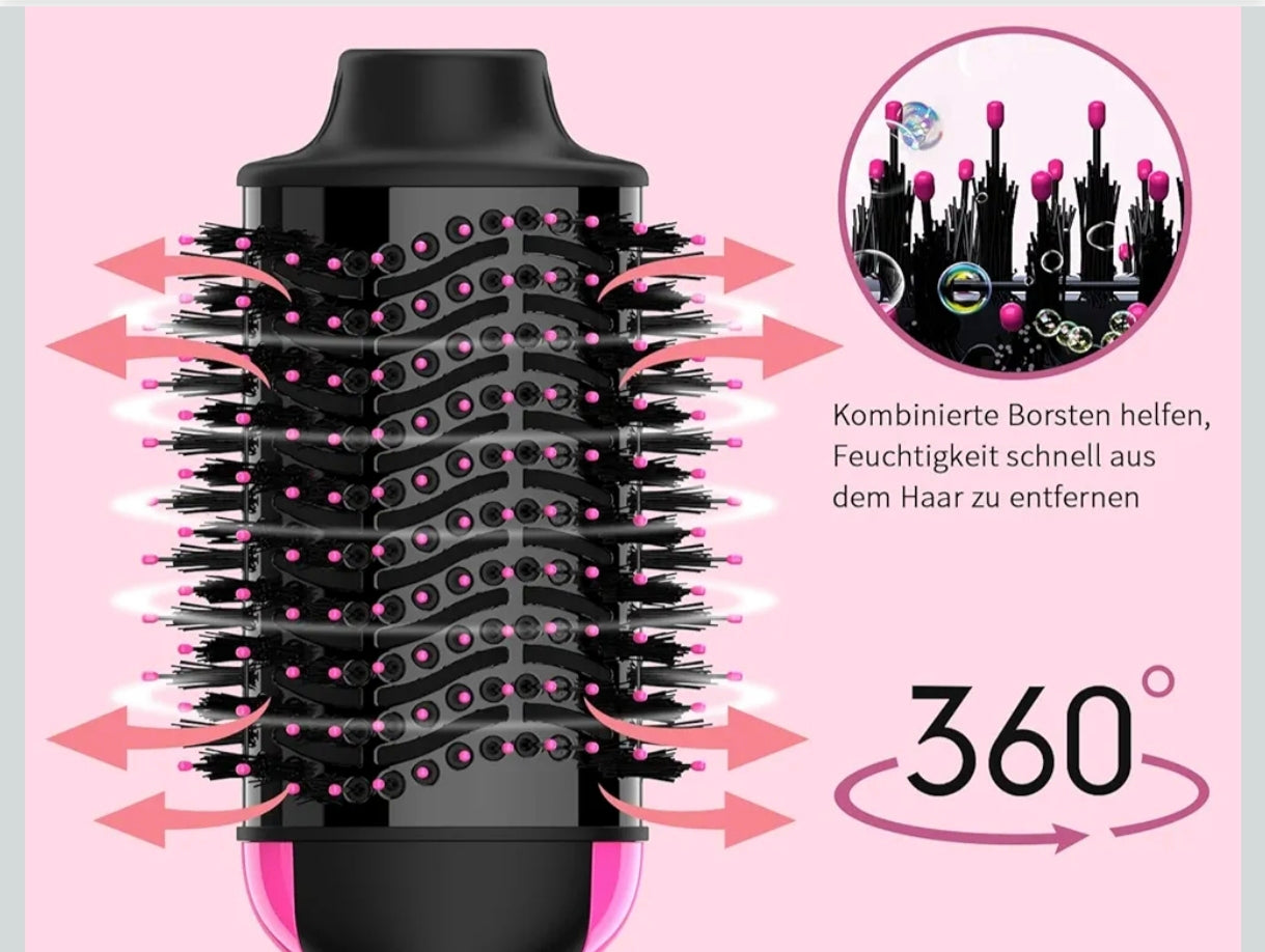 💨 Sawop 4v1 sušilna krtača za lase – črna/roza, 1000W