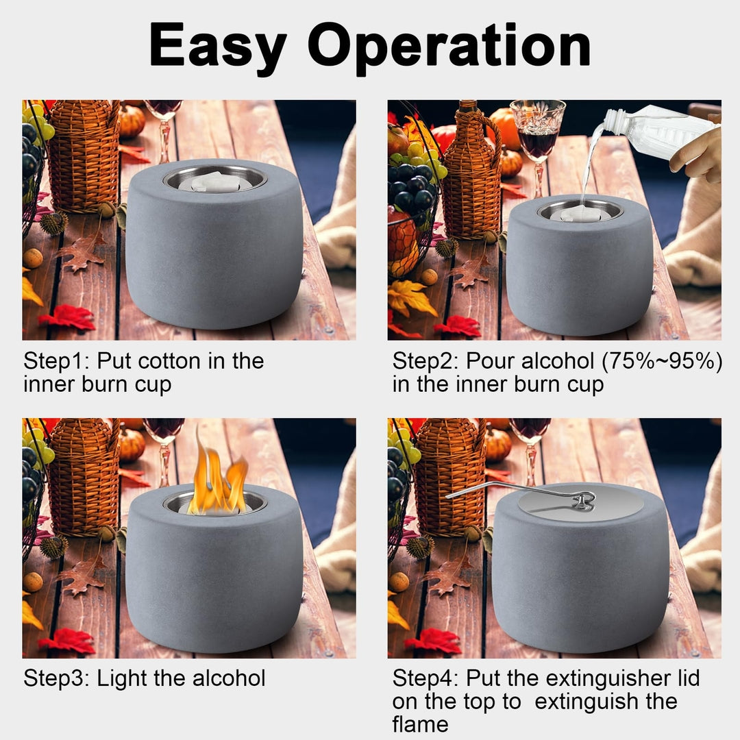 Namizni bioetanolni kamin iz betona – prenosni, brez dima