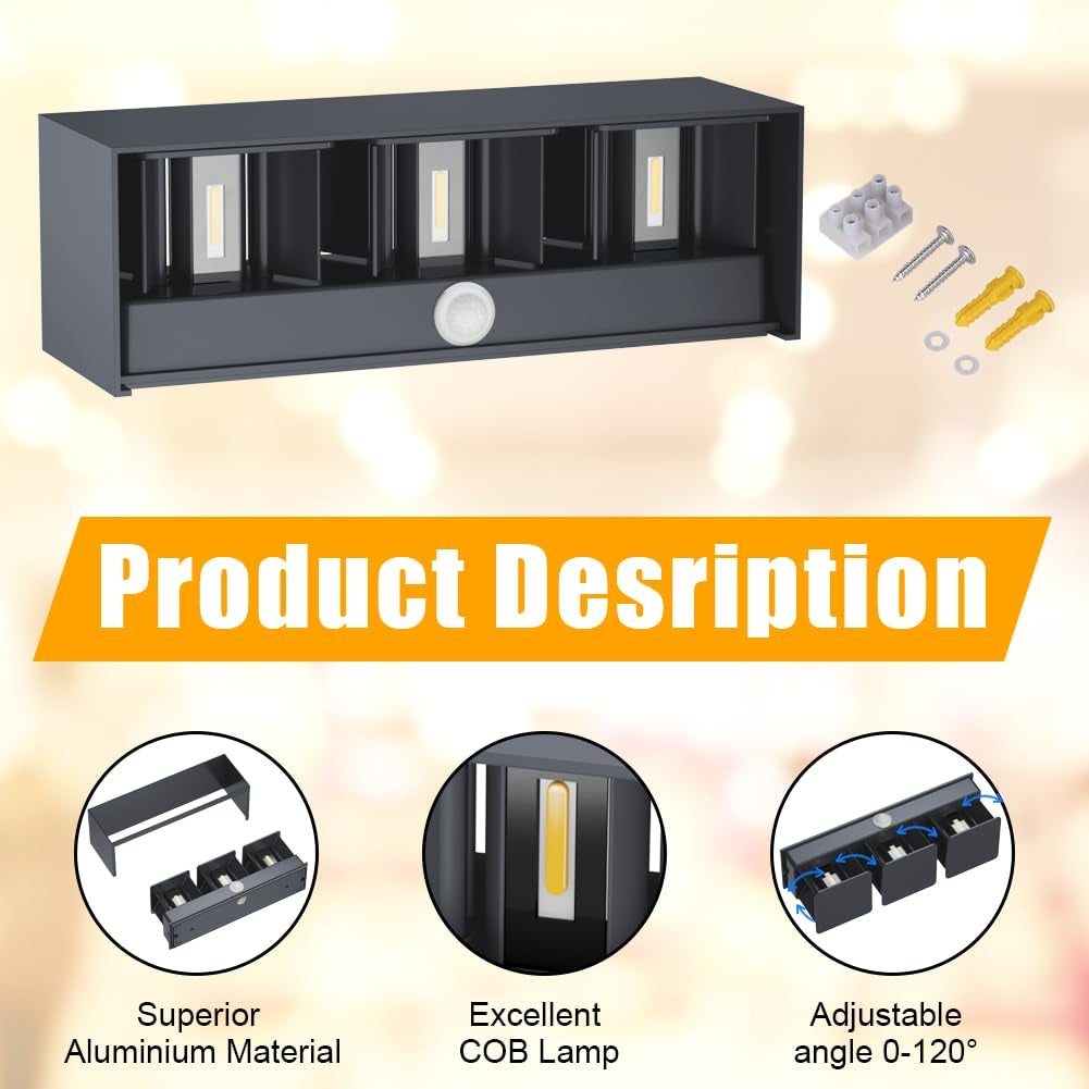 💡 KLIGHTEN zunanja LED stenska svetilka 30W s senzorjem gibanja – antracit, nastavljiv kot snopa, IP65, 3000K, aluminij