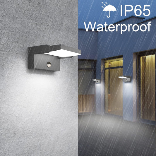 💡 Klighten 24W zunanja LED stenska svetilka z gibalnim senzorjem, temno siva (IP65, 6000K) - naklikaj.si