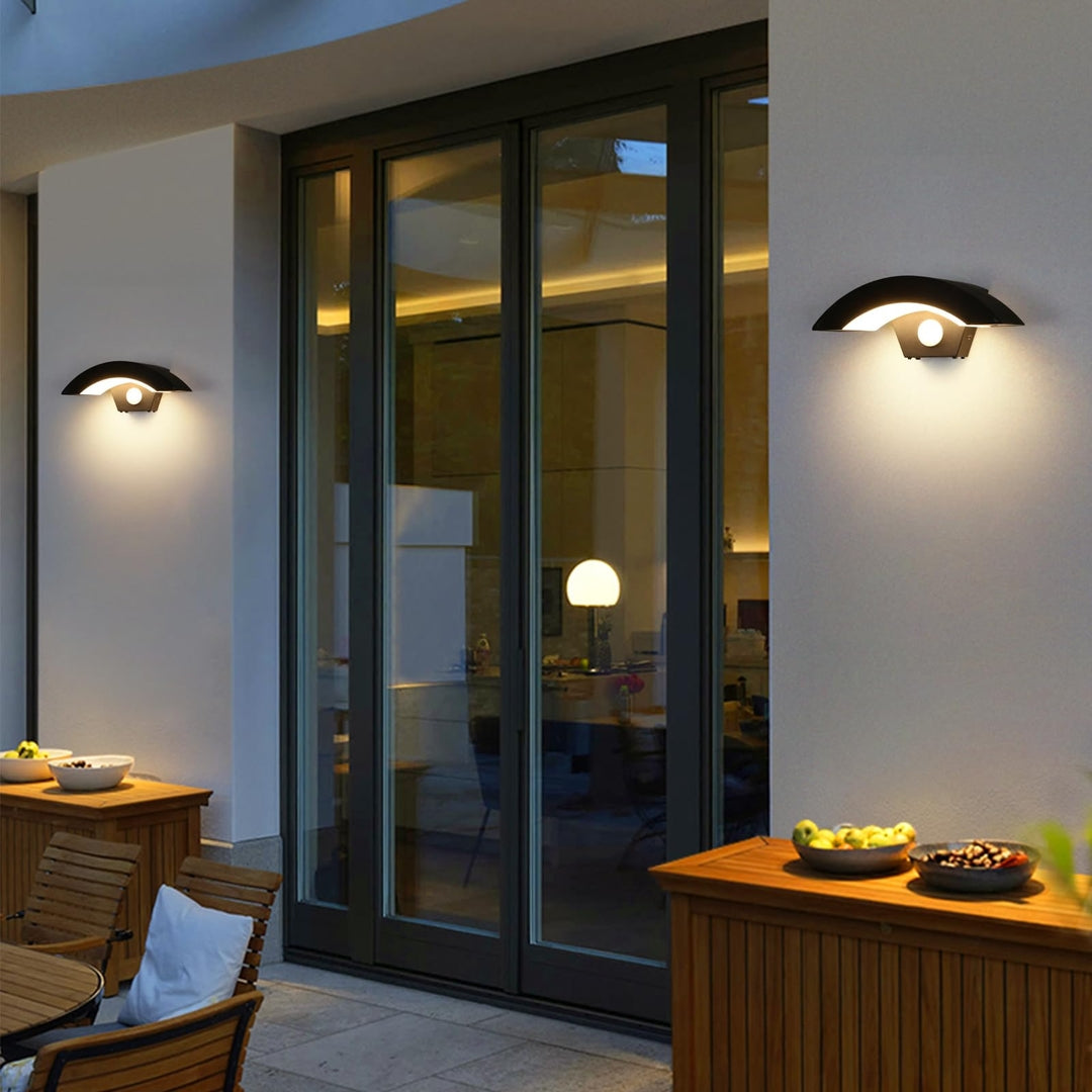 💡 COMELY 2x zunanja LED stenska svetilka s senzorjem gibanja, IP65, 12W, 3000K