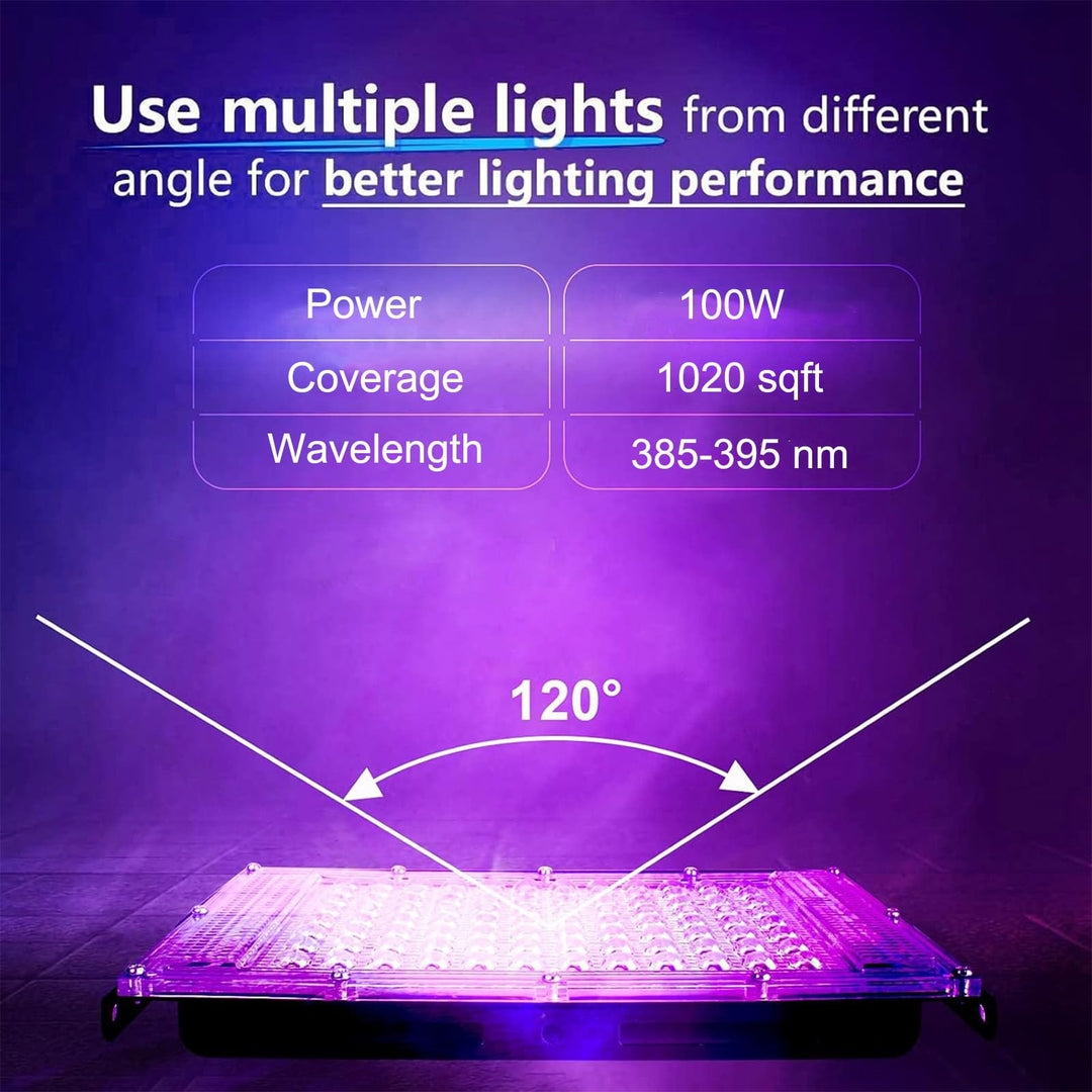 💡 2x LED UV 100W Blacklight reflektor – IP65 vodoodporen