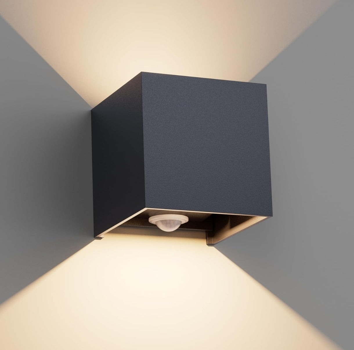 💡KLIGHTEN zunanja LED stenska svetilka 12W s senzorjem gibanja – antracit, nastavljiv kot snopa, IP65, 4000K, aluminij