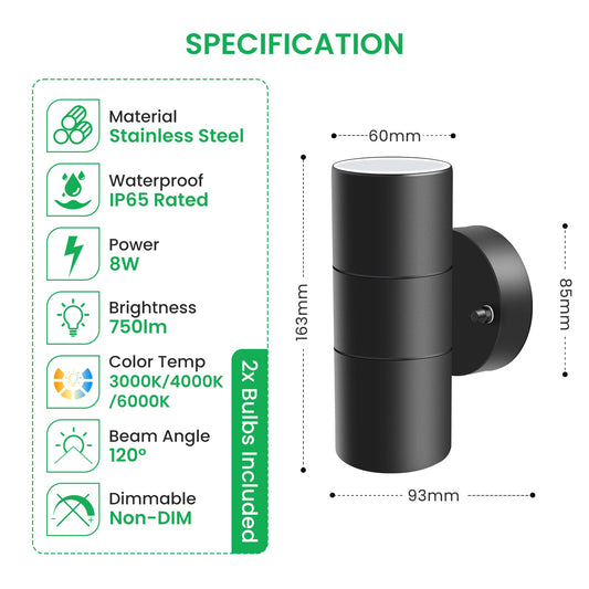 💡 Alusso zunanja LED stenska svetilka – 5W, 3000K, IP65, črna - naklikaj.si
