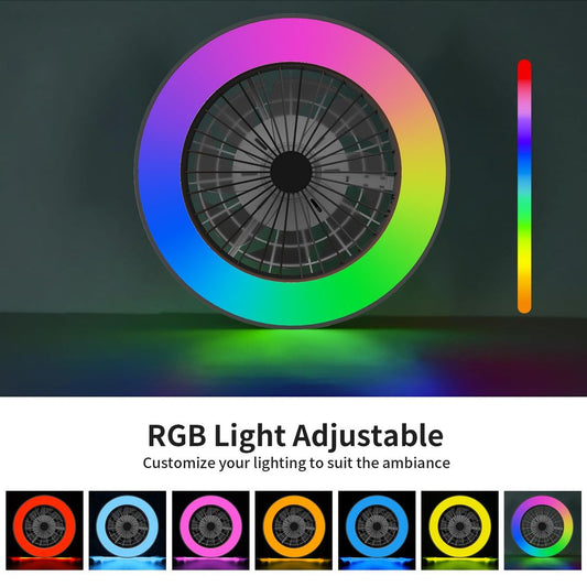 Stropna RGB LED luč z ventilatorjem 50cm, aplikacija, daljinec