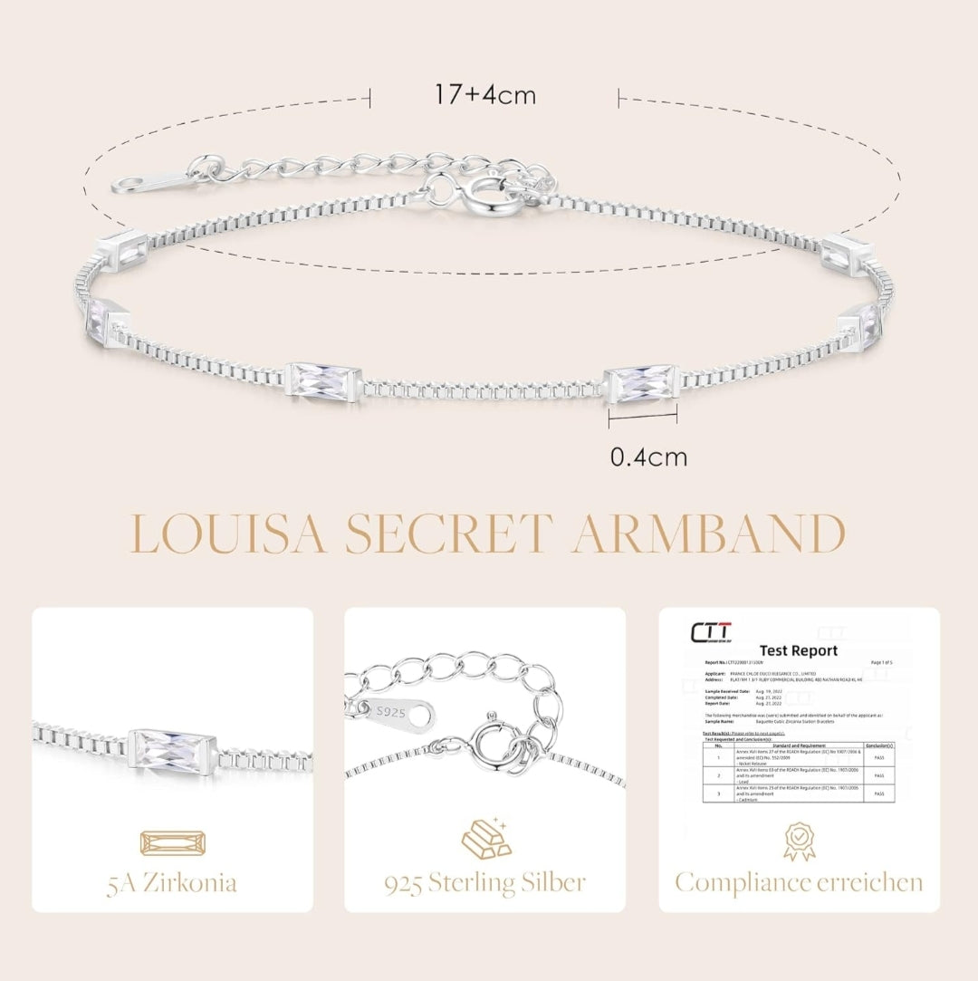 💎 LOUISA SECRET zapestnica iz srebra 925 z 5A cirkonijem, bela