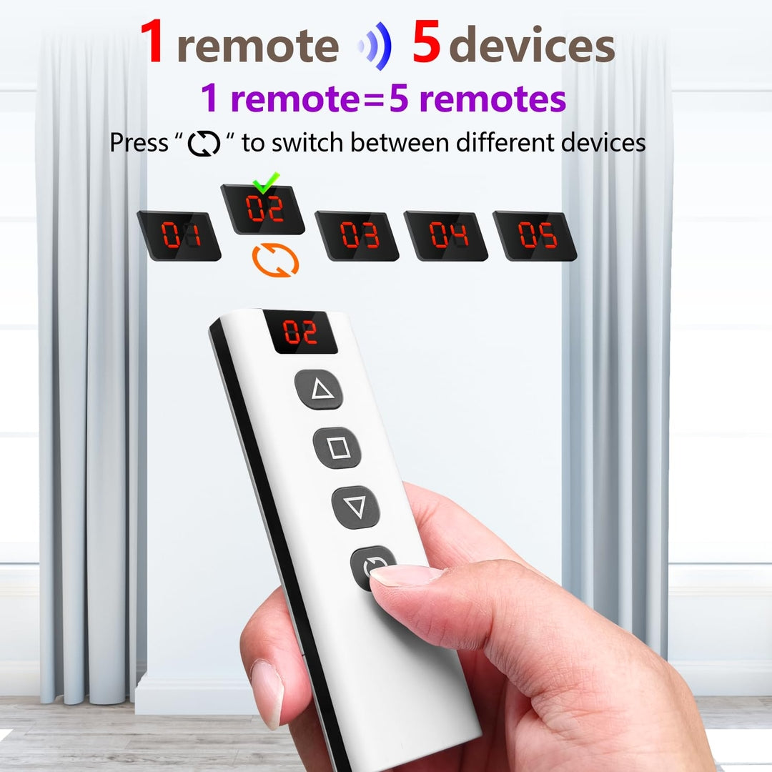 🪟 DieseRC WiFi + RF pametni modul za zavese/rolete – komplet 5 kosov + daljinec