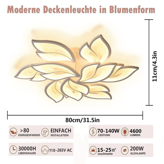 🌸 LED stropna svetilka v obliki cveta 70W-140W – moderna luč z daljincem in aplikacijo - naklikaj.si