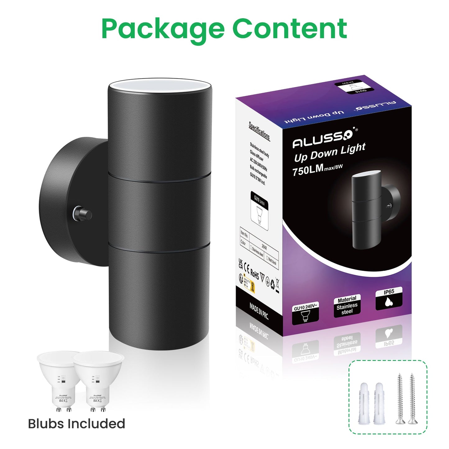 💡 Alusso zunanja LED stenska svetilka – 5W, 3000K, IP65, črna