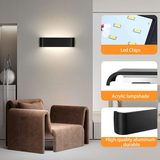 💡 LED stenska svetilka 16W, 4000K – moderna črna, 30cm - naklikaj.si