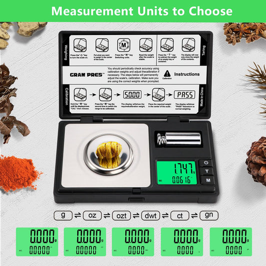 Digitalna žepna tehtnica 50 g / 0.001 g z LCD zaslonom