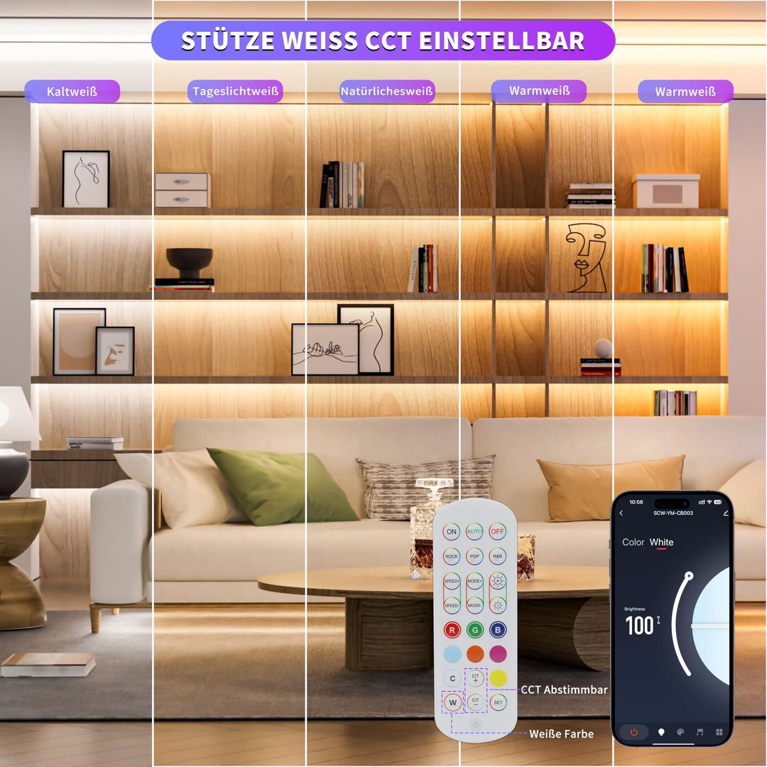 Pametni OULARA WiFi RGB COB LED trak – 6 m (poškodovana embalaža)