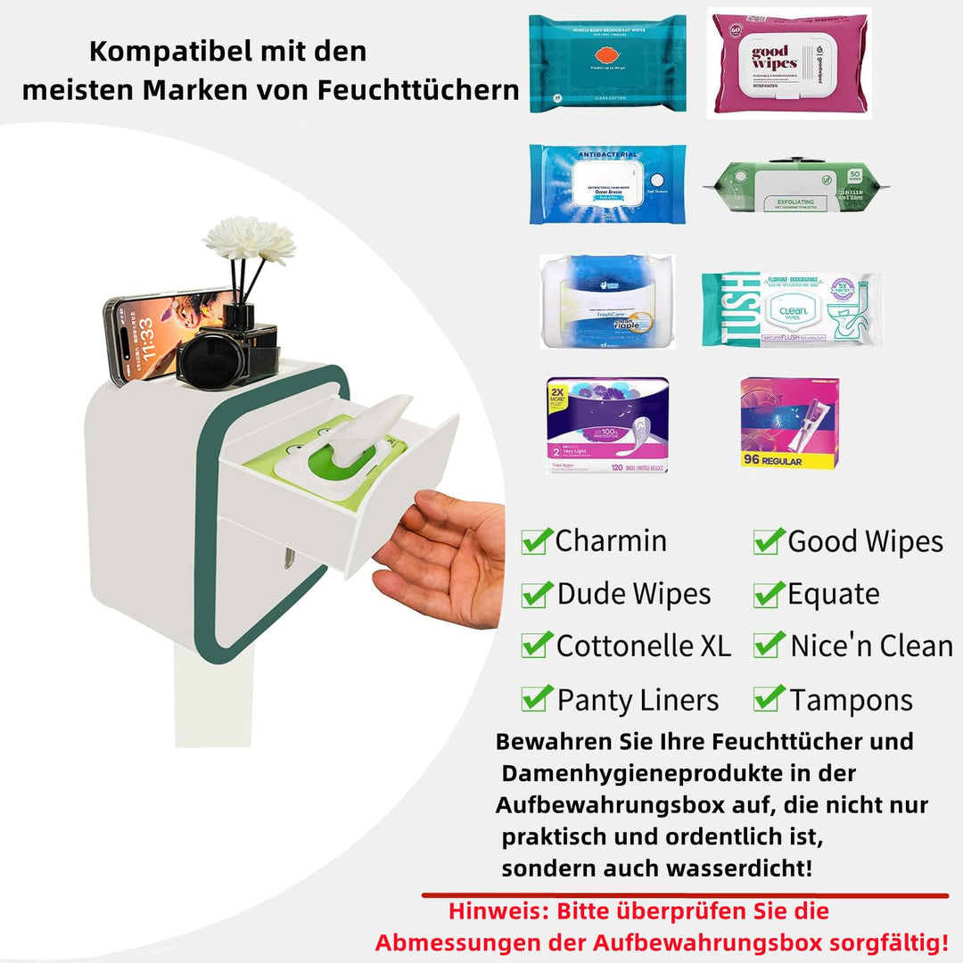 🚽 Nosilec za toaletni papir z dodatnim predalom – brez vrtanja