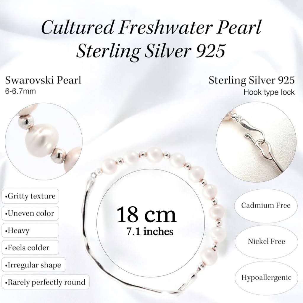 ✨ Srebrna (925) zapestnica z biseri Swarovski -18cm