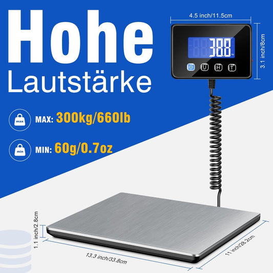 Elektronska paketna tehtnica do 300 kg z LCD zaslonom – USB polnjenje - naklikaj.si