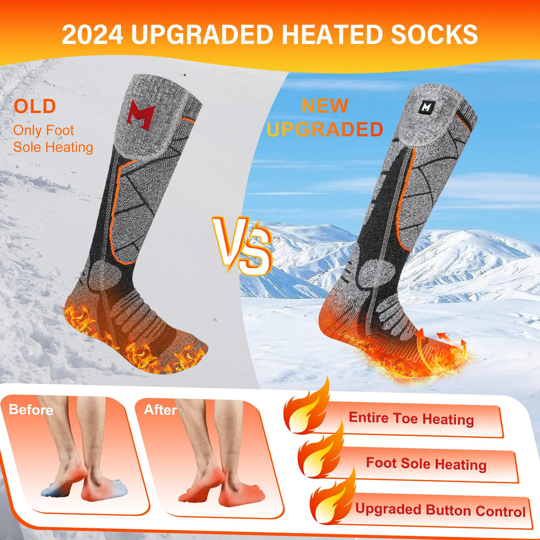 🧦 MUTOUHE električne grelne nogavice z baterijo 6000mAh – 3 nastavitve gretja (univerzalne)