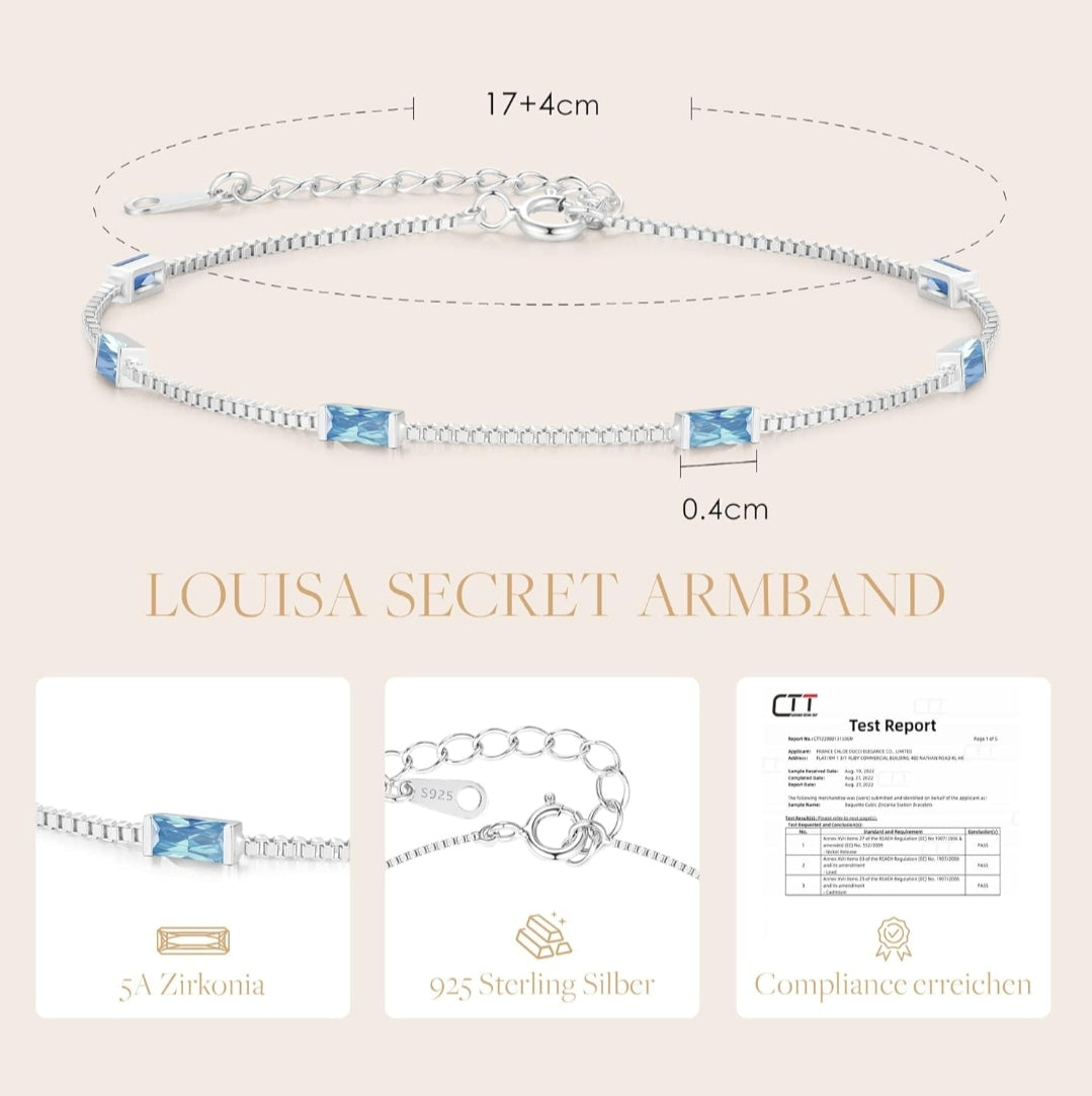 💎 LOUISA SECRET zapestnica iz srebra 925 z 5A cirkonijem, modra
