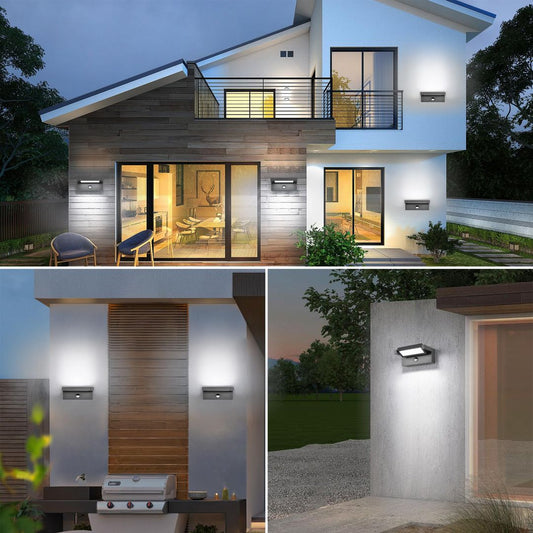 LED zunanja stenska svetilka s senzorjem gibanja, 22W, 6500K, IP65, antracit - naklikaj.si