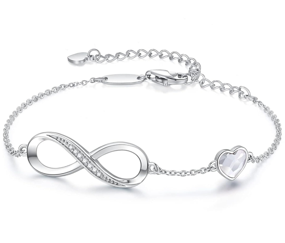 💎 LOUISA SECRET zapestnica Infinite Love – srebro 925, z obeskom srca iz cirkonija, nastavljiva dolžina 18cm+5cm