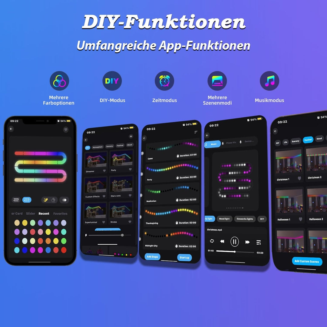 Kvaliteten LED trak 40m LICHASER RGB+IC – zunanji IP67, daljinec, Bluetooth app za telefon