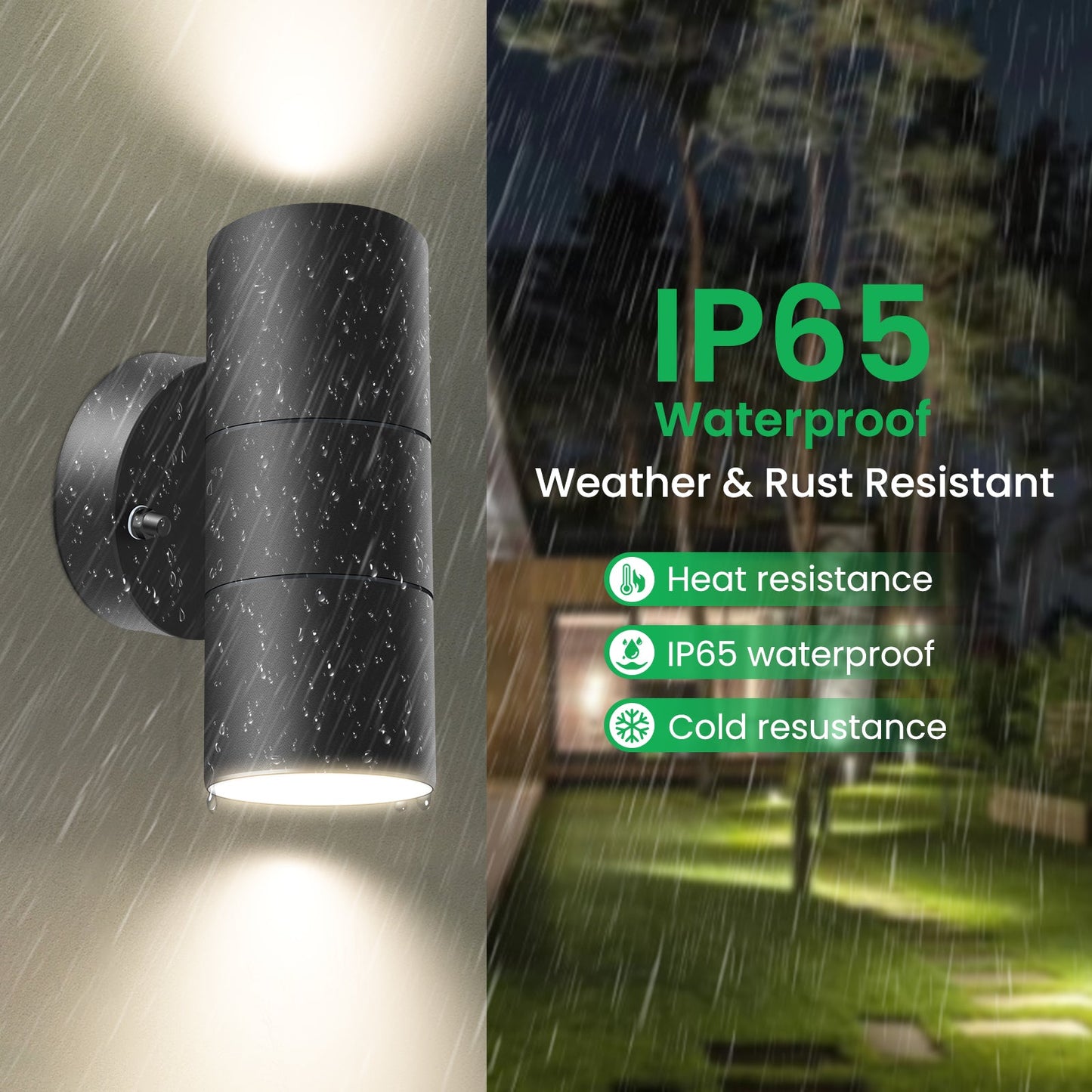 💡 Alusso zunanja LED stenska svetilka – 5W, 3000K, IP65, črna