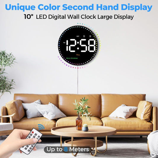 Moderna črna digitalna ura z barvnim prikazom (10-palčna) - naklikaj.si